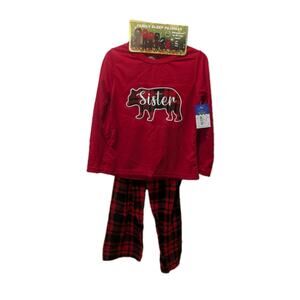 Buffalo Plaid "Sister" Christmas Holiday Pajamas 2 Piece Girls Size 6